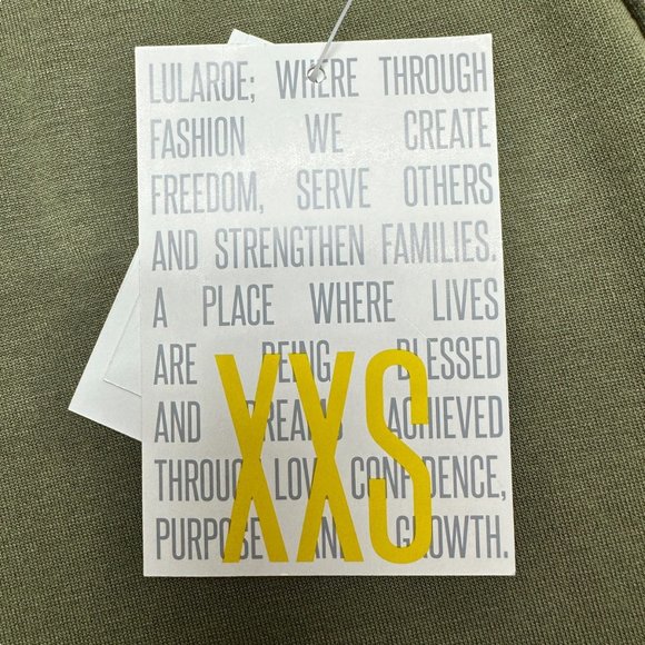 LuLaRoe Retired Julia Dress XXS Olive Green Beige Raglan SS Form Fit NWT - Picture 5 of 9